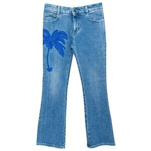 Stella McCartney Palm Tree Embroidered Flared Jeans 29 Novelty Whimsical